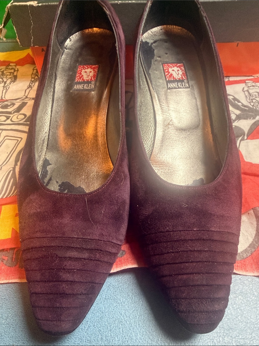 Anne Klein Plum Suede Pointed Toe Pumps